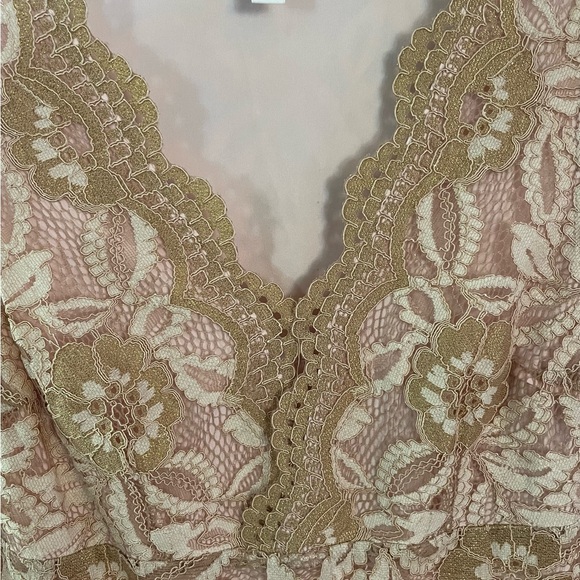 Sui by Anna Sui women’s pink and gold lace fit and flare Midi dress size: Large - Picture 5 of 9